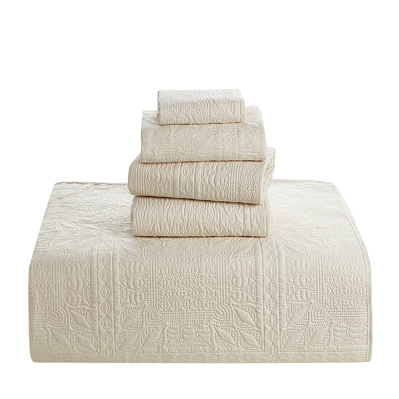 Beige Cream Twin Reversible Microfiber Bedspread Set