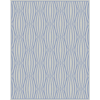 Tapis bleu / argent en laine noué à la main transitionnel