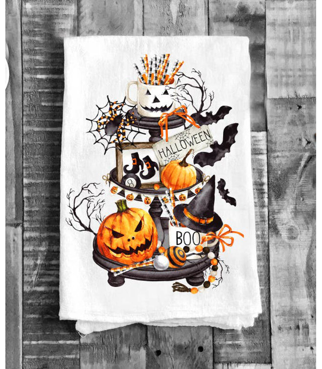 Halloween Kitchen Towel Set, Trick or Treat Towel, Jack O Lantern
