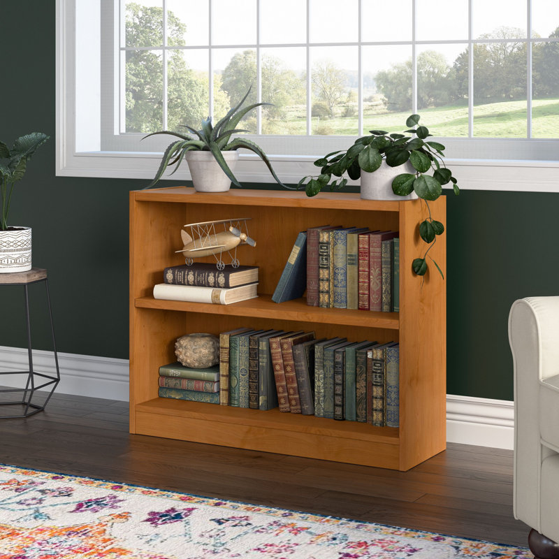 Paulica Small 2 Shelf Bookcase, Storage and Display Bookshelf for Home Office and Living Room, Natural Cherry