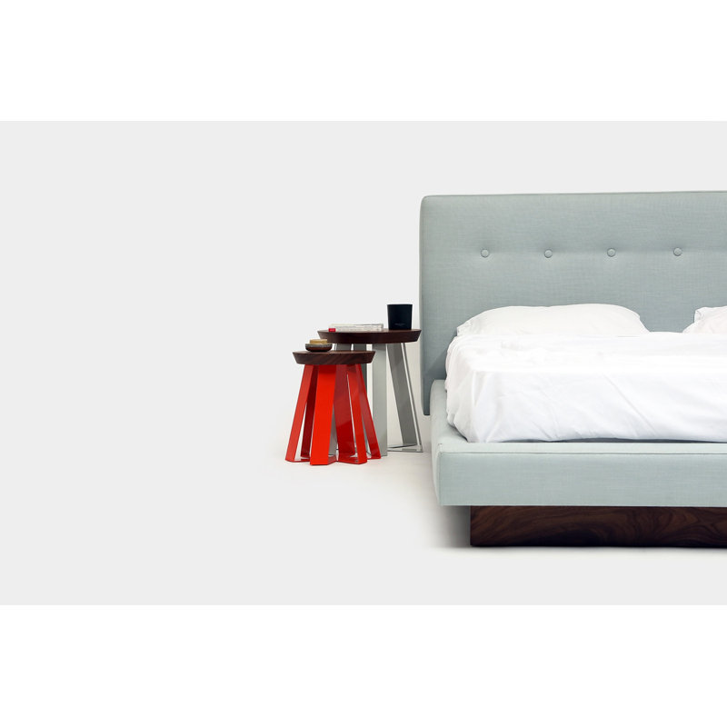 LRG Upholstered Platform Bed, Queen, Foam Linen Blend