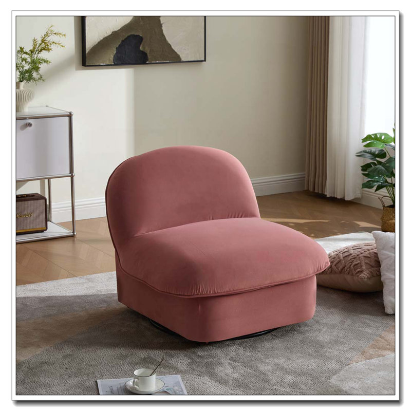 Fauteuil d'appoint pivotant en velours, Corail