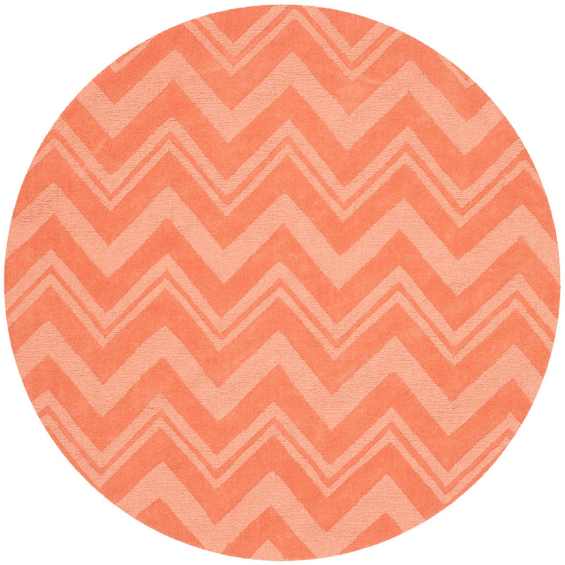 Nishi Hand Loomed Wool Chevron Rug, Round 5'