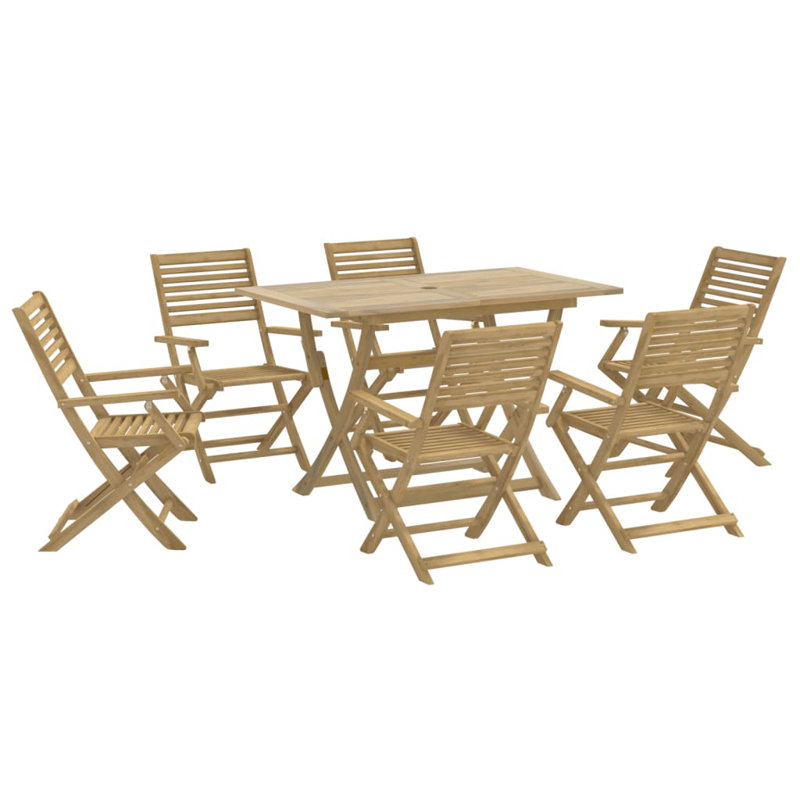 6 - Person Wood Patio Dining Set with Round Table
