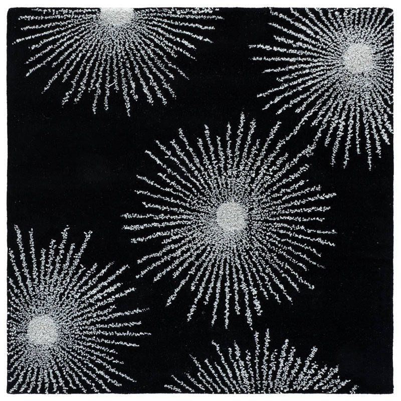 Amier Hand Tufted Wool And Viscose Abstract Rug, Square 6'