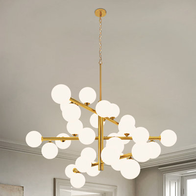 30 - Light Dimmable Bubble Glass Sputnik Mid Century Modern Chandelier