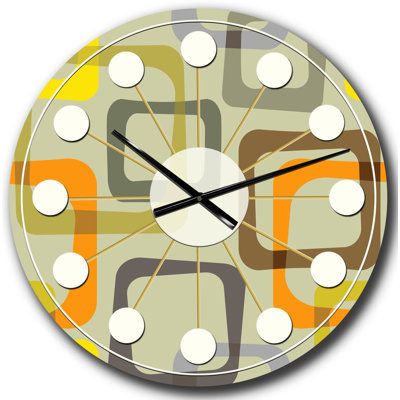 Retro Square Design VII - Mid-Century Modern wall clock