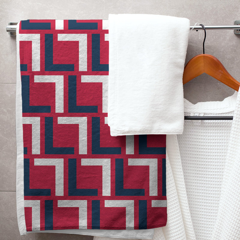 Bath Towel, Red/Nautical Blue/White
