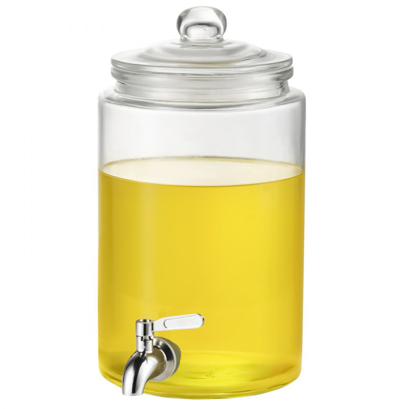 Distributeur de boissons, distributeur de boissons de 1 gallon pour les fêtes, distributeur de jus en verre avec robinet en acier inoxydable