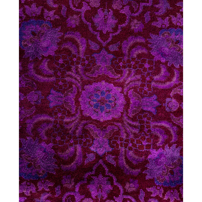 Overdyed Hand-Knotted Wool Modern-Contemporary Purple Runner 2' 7" x 12' 2"