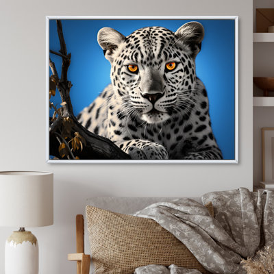 Portrait d'un léopard bleu sur toile
