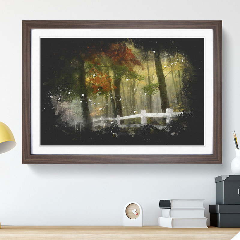 Autumn Forest Vol.6 Paint Splash - Picture Frame Graphic Art, 36cm H x 48cm W x 2cm D, Walnut