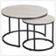 Ensemble de 2 tables gigognes rondes empilables avec cadre en métal pour le salon, gris