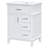 24 Inch Bathroom Vanity with Ceramic Sink, Solid Wood Frame & MDF Cabinet, 1 Door, Flip Drawer & 3 Drawers, Soft Close Hinges, Adjustable Shelf, Silver Handles