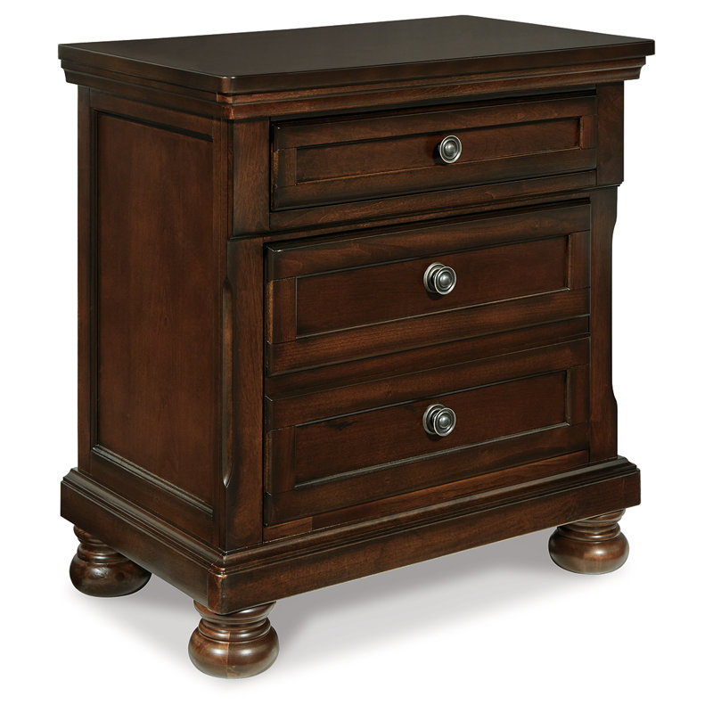 Transitional Rustic Brown Nightstand with Antiqued Hardware
