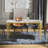Eniel Rectangular Oval Sintered Stone Kitchen Dining Table With 4 Black Metal Legs-2069695504-2070662529-2069695505