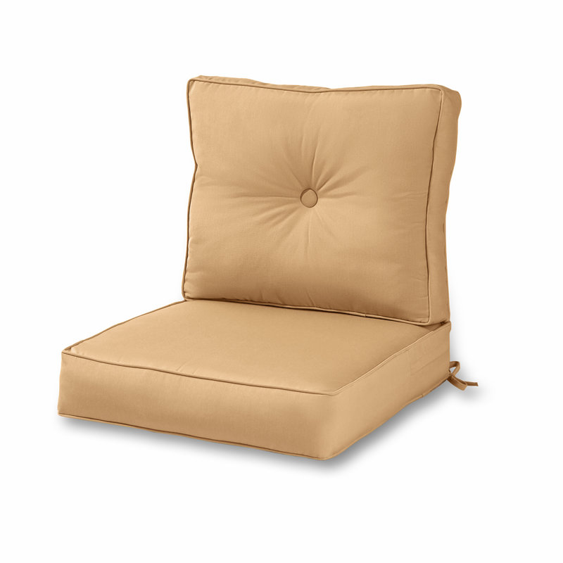 Royzell Sunbrella Outdoor Deep Seat Chair Cushion, Canvas Wheat Sunbrella® Canvas