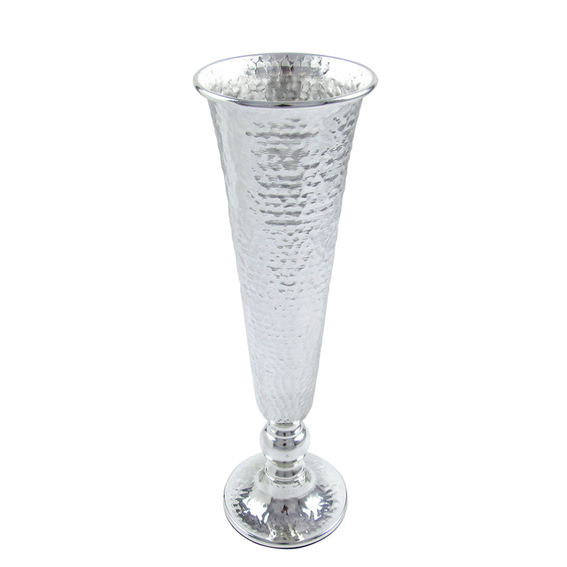Ambir Metal Table Vase, 16" H x 4.75" W x 4.75" D, Silver