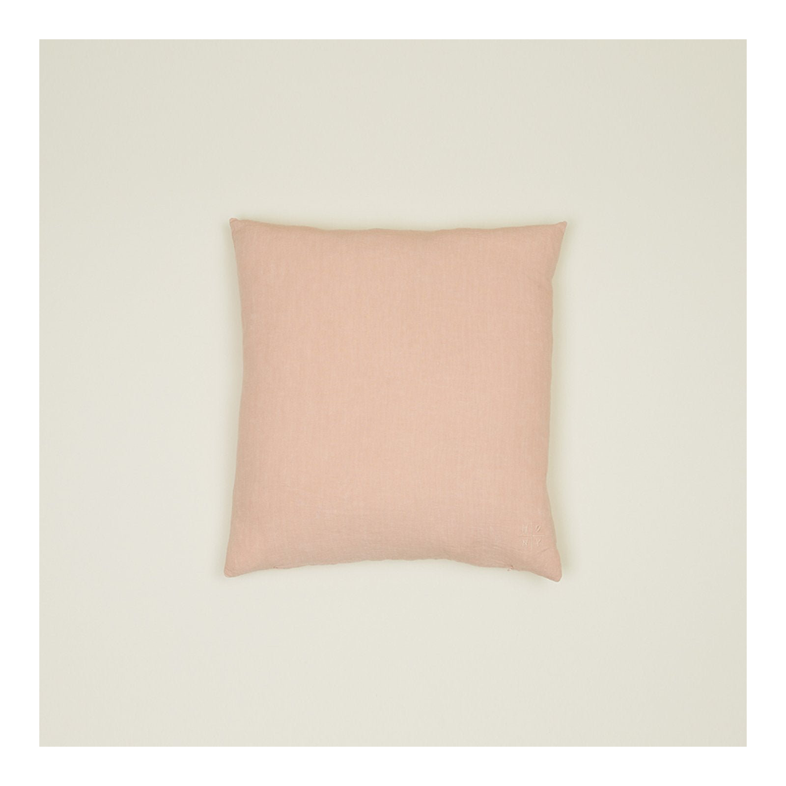 Simple Embroidered Linen Throw Pillow, Blush, Square 18"