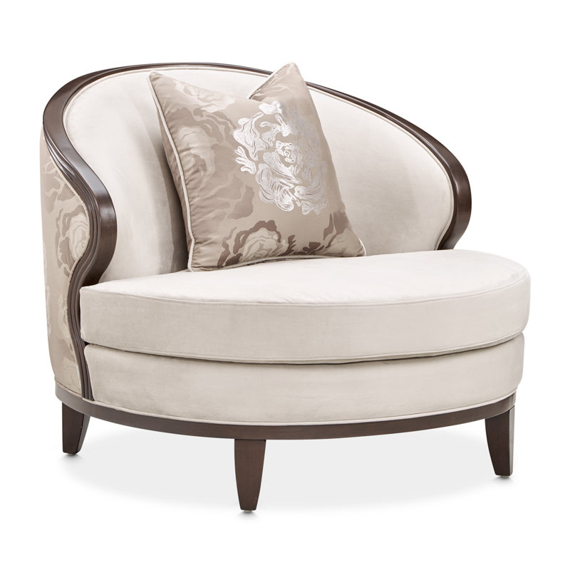 Fauteuil demi-tonneau en velours Camellia Field CAL117