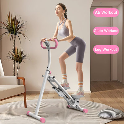 Machine d'escalade verticale pour l'entraînement d'escalade à la maison pour équipement d'exercice complet pour le corps d'escalade avec cadre stable - guidon réglable - rose