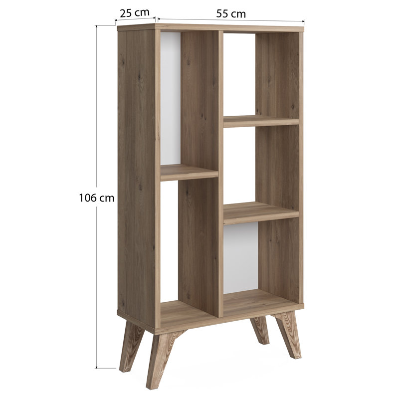 Frame Bookcase, Standing Bookshelf with 5 Shelves, 55 x 25 x 106 cm Display Cabinet, Brown