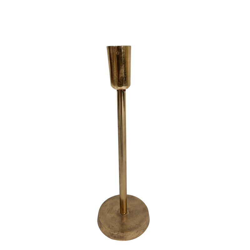 Bougeoir en métal pour plateau de table, 12" H x 3".25' W x 3".25'. L, Laiton