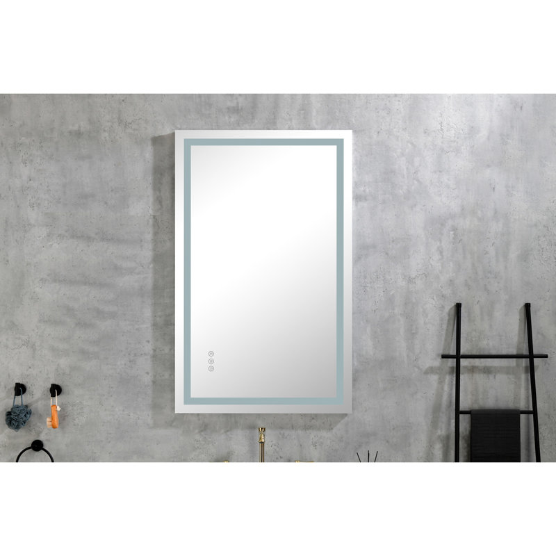 Miroir de salle de bain à DEL brouillard 40 po x 24 po à intensité variable, 3 couleurs, mémoire, brouillard de meuble-lavabo mural, réglages de couleur, fonction de mémoire