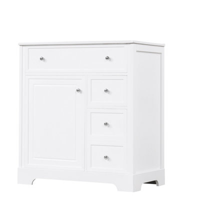 30" Bathroom Vanity With Sink Top, Bathroom Vanity Cabinet With Door And Two Drawers, MDF Boards, Solid Wood, One Package
