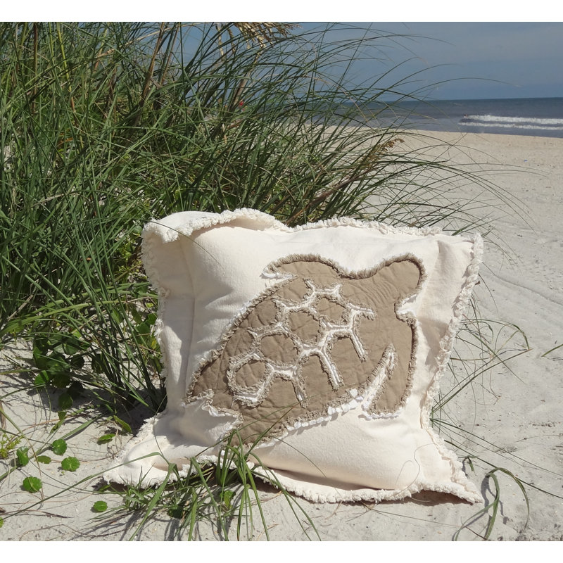Cotton Reversible Throw Pillow, 27" H x 27" W, Cream/Brown