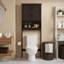 Rangement au-dessus de la toilette avec armoires supérieures et tablettes ouvertes Dharmraj-124581905