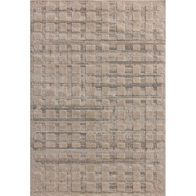 Tapis galet / beige Amber Lewis x Loloi Monty, Carré 1 pi 6 po