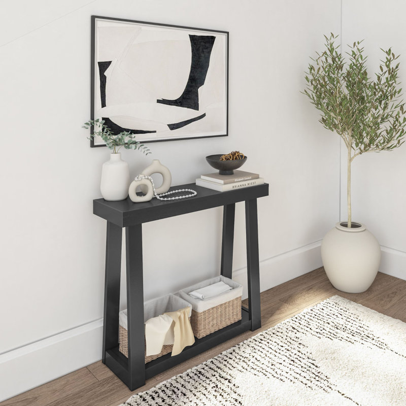 Beckett Solid Wood Console Table, 32" H x 36" W x 12" D, Black