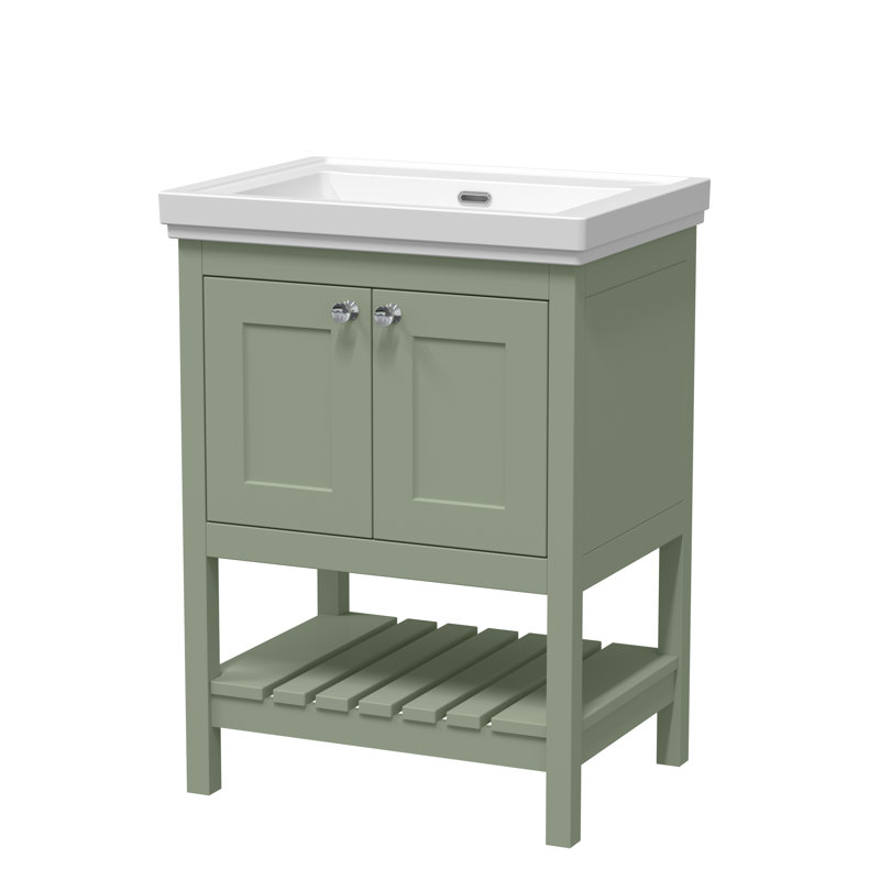 Bexley 630mm Single Bathroom Vanity with Integrated Fireclay Basin, Fern Green