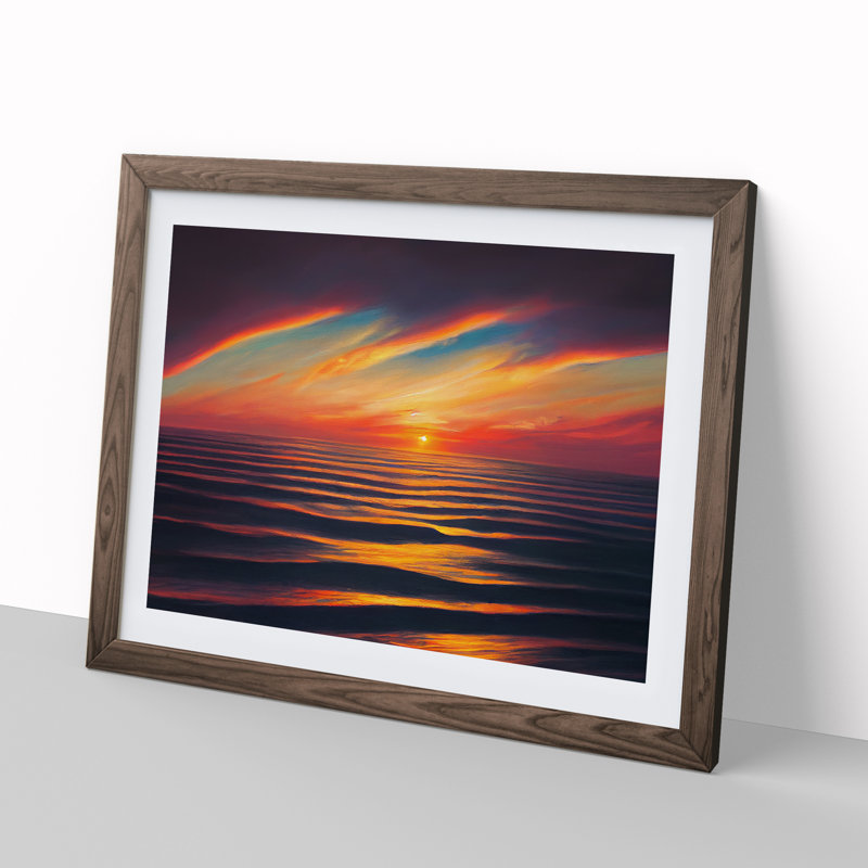 XH1022-8619X Sunset Seascape Vol.1 - Single Picture Frame Print, 34cm H x 46cm W, Brown