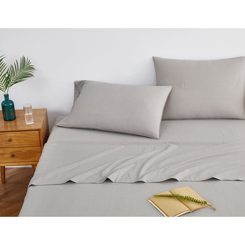 Flannel Sheet Set, Cal.King Sheet Set with 2 Pillowcases, Sky Blue