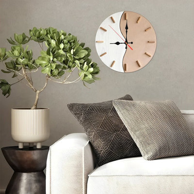 Horloge murale ronde en bois 10 po, mouvement à quartz silencieux, imprimé UV, à piles