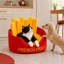 Lit pour chat fermé de style frites, maison-grotte créative pour animal de compagnie avec coussin moelleux épais, nid douillet pour chats et petits chiens