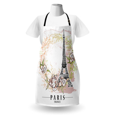 Tablier East Urban Home Paris, tour Eiffel unisexe, taille adulte, blanc, multicolore