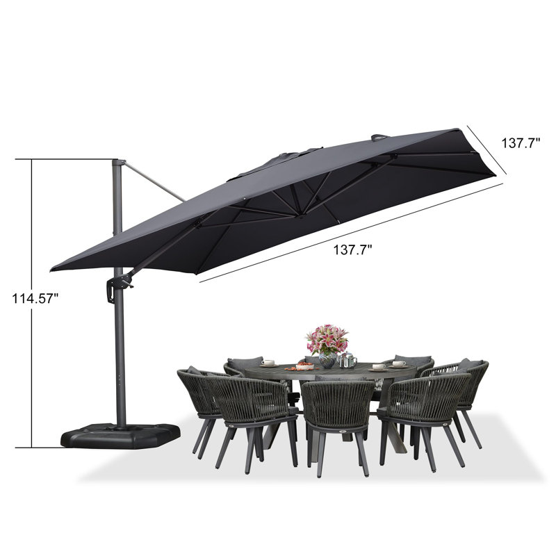 3.5m Square Cantilever Parasol, Grey