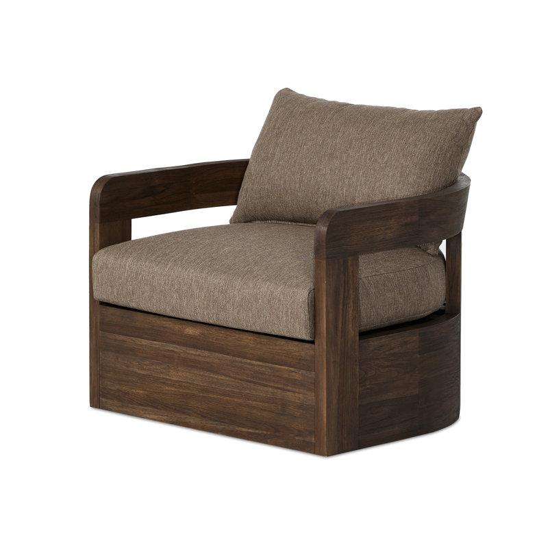 Jackson Outdoor Metal Swivel Chair-Bronze, Stained Saddle Brown, Ellor Brown