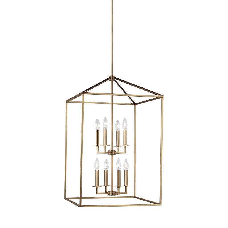 Ellis 8-Light Chandelier, Laiton satiné, Non, H 38 po x l 22 po x P 22 po