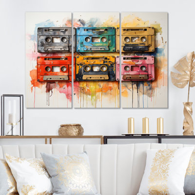 Cassette Tapes Faded Melody II - Ensemble de décorations murales en métal
