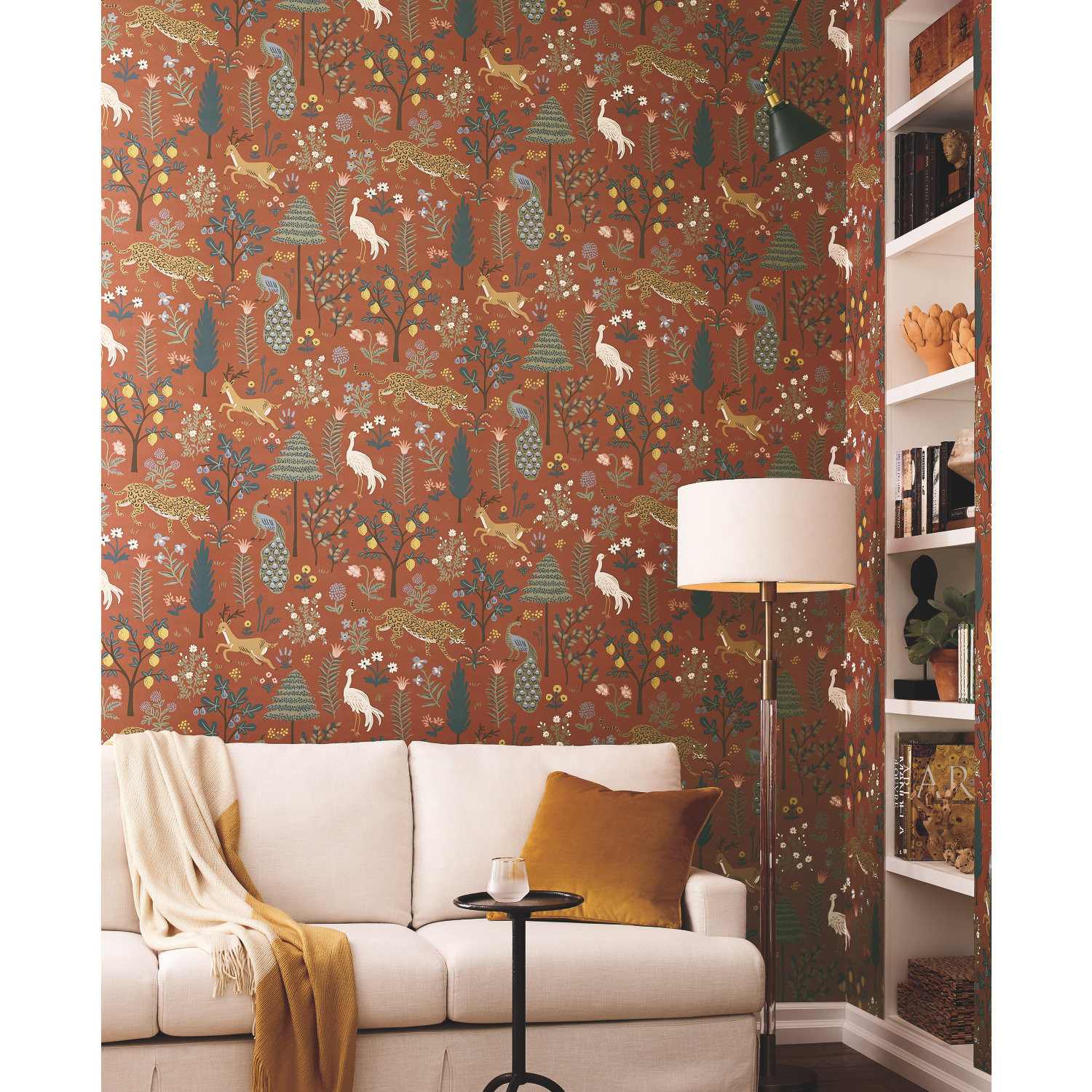 Menagerie Wallpaper Double Roll, Vintage Orange