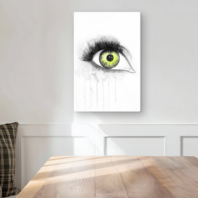 Green eye in watercolor - Beauty Gray metal print | Home decor