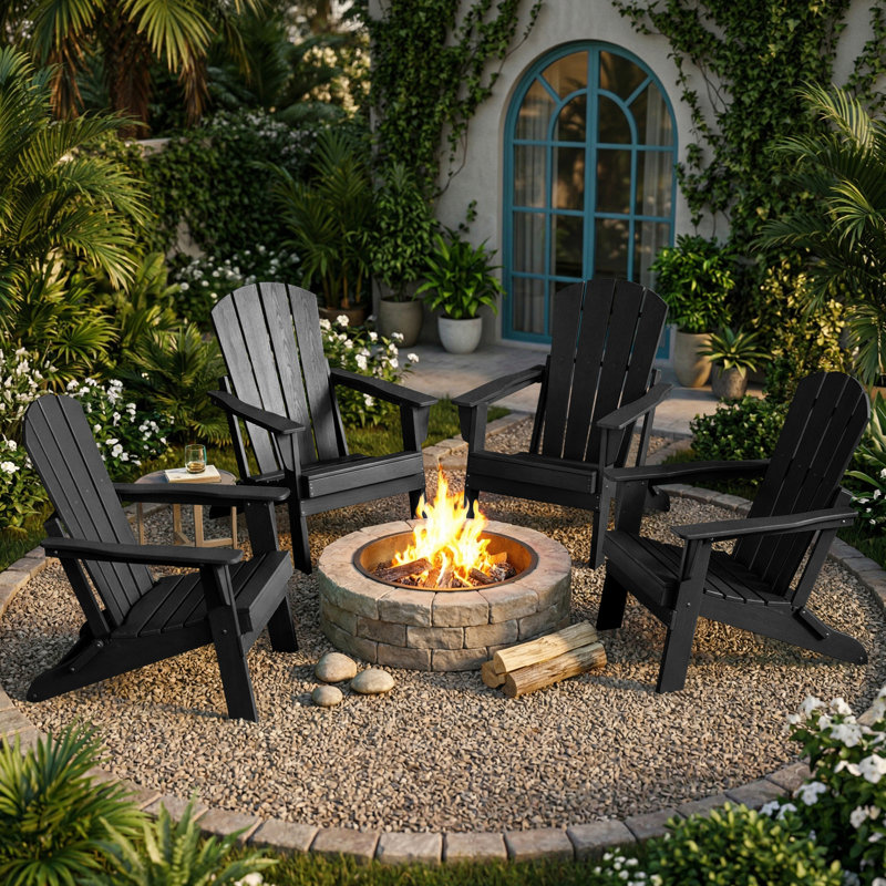 Chaises pliables Adirondack, ensemble de chaises de patio en PEHD léger et portable, siège de foyer d'extérieur pliable et peu encombrant pour le camping, la cour arrière et la terrasse