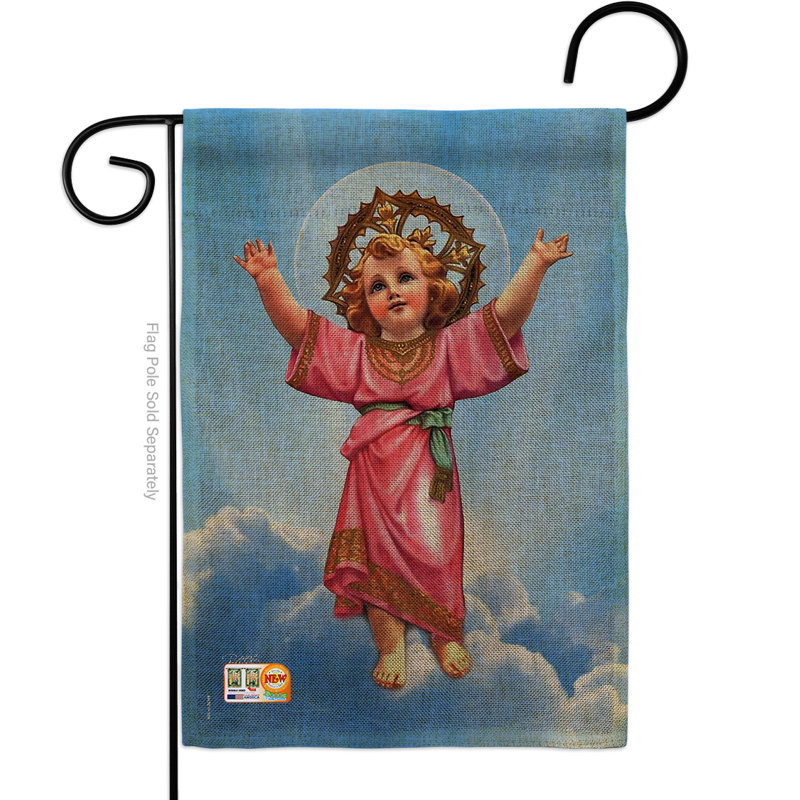 Divine baby jesus inspiration de la foi & 18,5 à 2 côtés en toile jute x 13 po drapeau de jardin