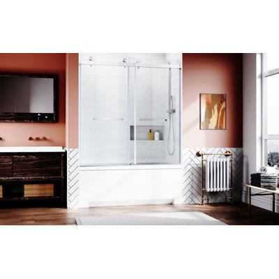 Porte de baignoire coulissante sans cadre l 56-60 po x H 62 po