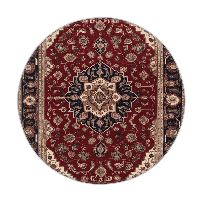 Tapis turc intérieur et extérieur noir, Rond 5 pi