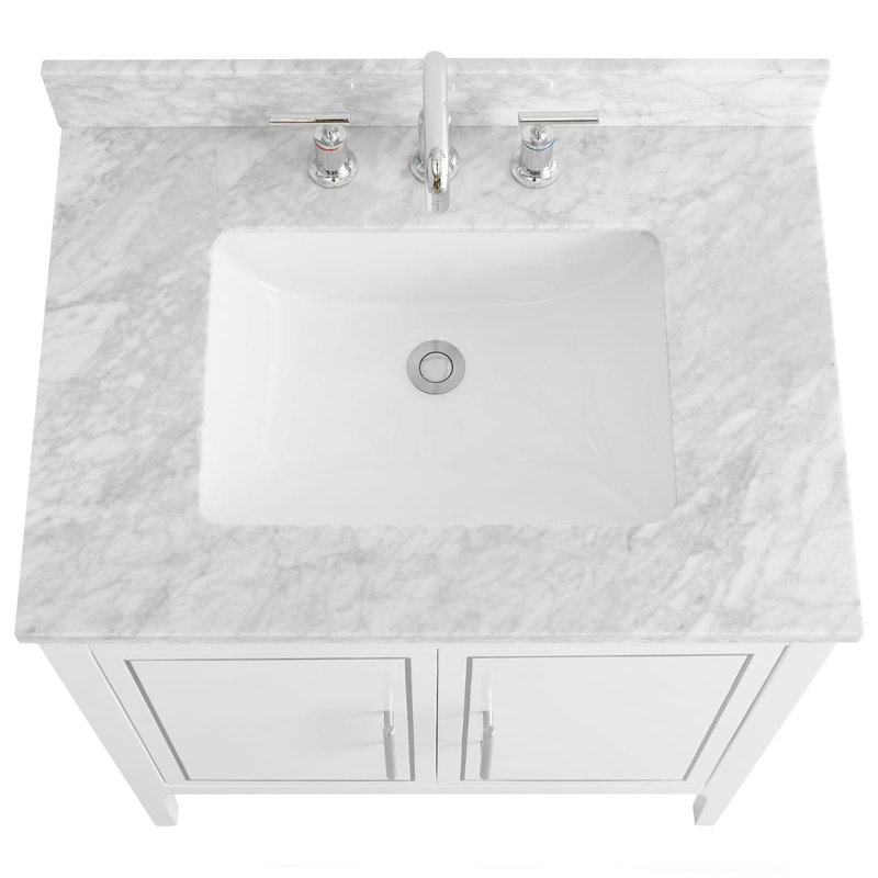 Province 30" Freestanding Standard Single Bathroom Vanity with Top, Silver, White